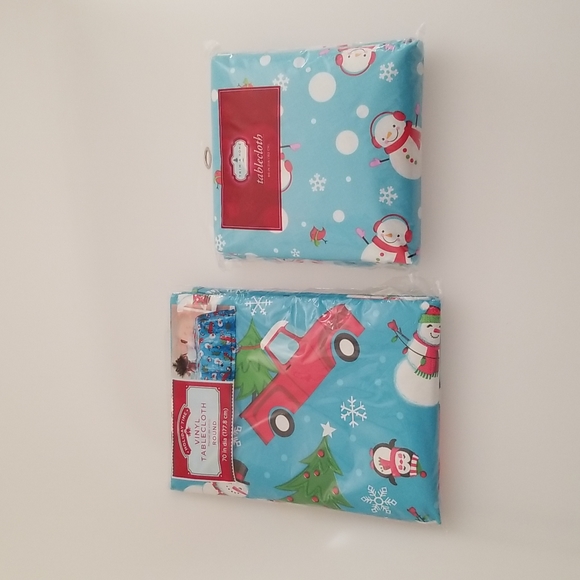 Lot of 2 Christmas snow man Round Table cloth - Picture 1 of 8